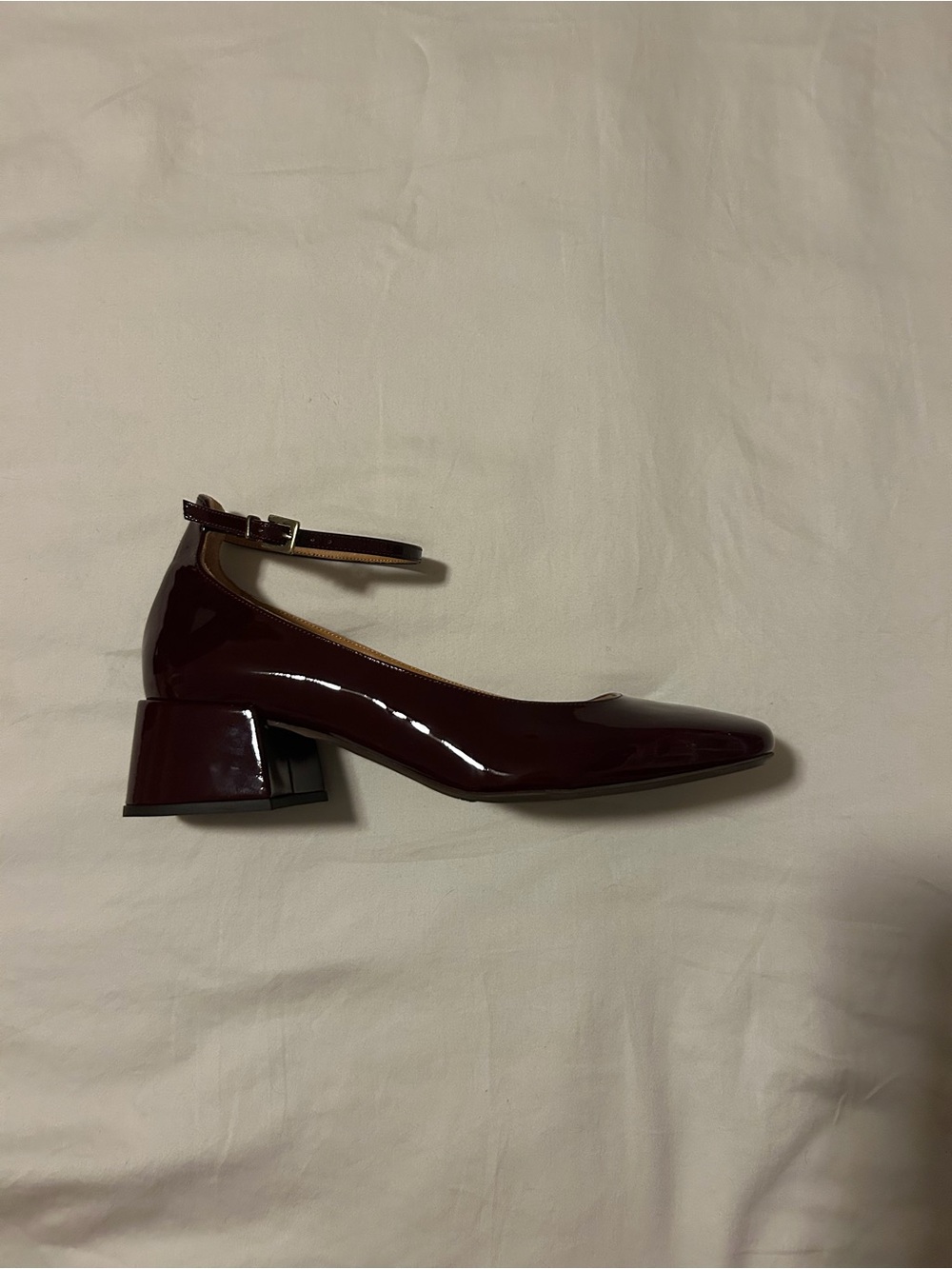 NIB Sezane Patent Leather Block Heel Pumps with Ankle Strap - 10 - Picture 6 of 9